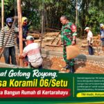 Semangat Gotong Royong, Babinsa Koramil 06/Setu Bantu Warga Bangun Rumah di Kertarahayu