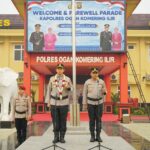 Estafet Kepemimpinan Polres OKI Beralih, AKBP Eko Rubiyanto Serahkan Tongkat Komando kepada AKBP Agung Adhitya
