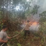 Api Mengancam Ruas Tol Kapal Betung, Satgas Karhutla Polres OKI Bergerak