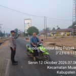 Wujudkan Kamseltibcar Lantas, Personel Polsek Muara Kuang Laksanakan Strong Point