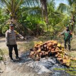Polres Banyuasin Lakukan Ground Check Hotspot di Desa Muara Telang, Temukan Bekas Pembakaran Batok Kelapa